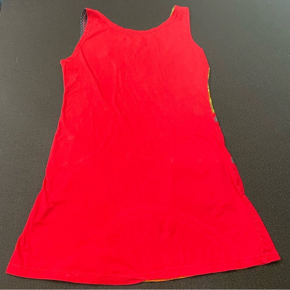 Nari Alliance red sleeveless dress w/ unique appliqué & embroidery sz M - Picture 5 of 12